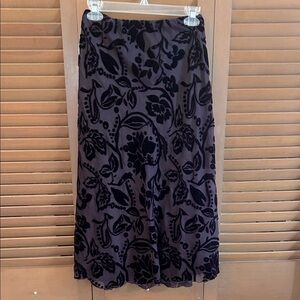 < NWT MSK Dark Wine Floral Embossed  A-Line Midi Skirt -L